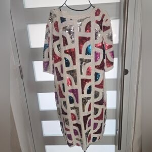 Sequin Geometric Pattern Dress